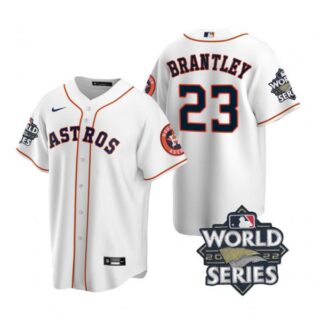 Men's Houston Astros Michael Brantley 2022 World Series White Home Stitched Jersey