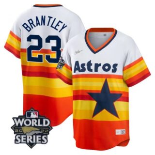 Men's Houston Astros Michael Brantley 2022 World Series Rainbow Stitched Jersey