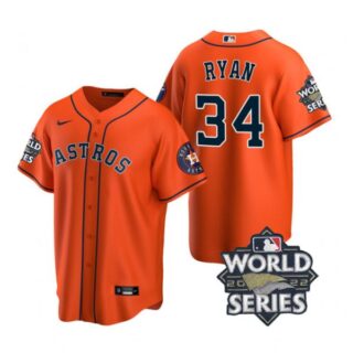 Men's Houston Astros Nolan Ryan 2022 World Series Orange Alternate Stitched Jersey