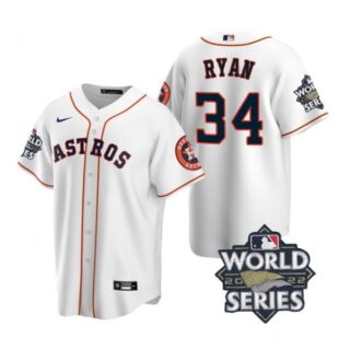 Men's Houston Astros Nolan Ryan 2022 World Series White Home Stitched Jersey