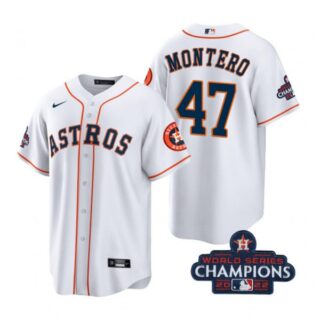 Men's Rafael Montero Houston Astros 2022 World Series Champions White Stitched Jersey