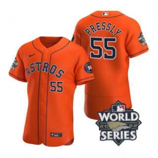 Men's Ryan Pressly Houston Astros 2022 World Series Stitched Jersey Orange