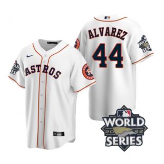 Men's Houston Astros Yordan Alvarez 2022 World Series White Home Stitched Jersey