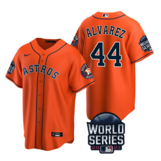 Youth Houston Astros Yordan Alvarez 2021 World Series Stitched Jersey Cool Base Orange