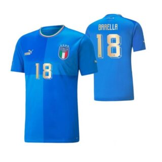Men's Nicolo Barella Italy National Team Blue Home Soccer Jersey 2022-23