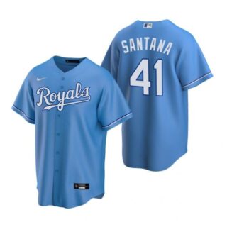 Men's Carlos Santana Kansas City Royals Cool Base Jersey Light Blue