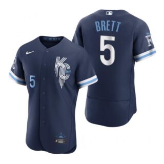 Men's - Flex Base Kansas City Royals George Brett Navy 2022 City Connect Stitched Jersey