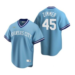 Men's Kyle Zimmer Kansas City Royals Cool Base Jersey Light Blue Cooperstown