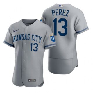 Men's Kansas City Royals Salvador Perez Stitched Jersey 2022 Uniform - Gray