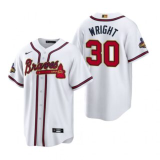 Men's Cool Base Atlanta Braves Kyle Wright 2022 Gold Program White Stitched Jersey