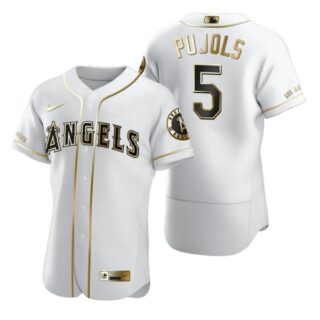 Men's Albert Pujols Los Angeles Angels Flex Base Jersey White Golden