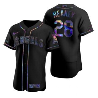 Men's Andrew Heaney Los Angeles Angels Flex Base Jersey Black Holographic