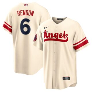 Men's Cool Base Los Angeles Angels Anthony Rendon 2022 City Connect Cream Stitched Jersey