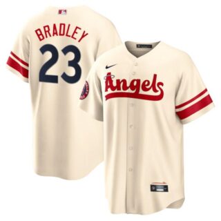 Men's Cool Base Los Angeles Angels Archie Bradley 2022 City Connect Cream Stitched Jersey