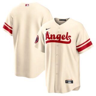 Men's Cool Base Los Angeles Angels Blank 2022 City Connect Cream Stitched Jersey