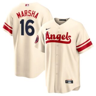 Men's Cool Base Los Angeles Angels Brandon Marsha 2022 City Connect Cream Stitched Jersey