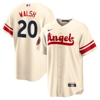 Men's Cool Base Los Angeles Angels Jared Walsh 2022 City Connect Cream Stitched Jersey