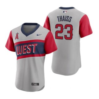 Men's #23 Matt Thaiss Los Angeles Angels Gray Road 2021 Little League Classic Jersey