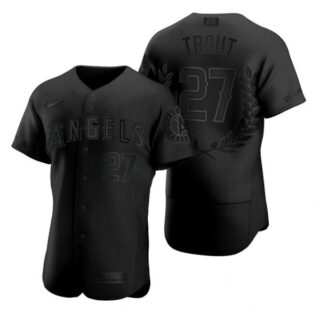 Men's Mike Trout Los Angeles Angels Flex Base Jersey Black Award