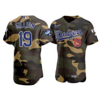 Men's Los Angeles Dodgers #19 Jim Gilliam Flex Base Jersey Stitched Camo