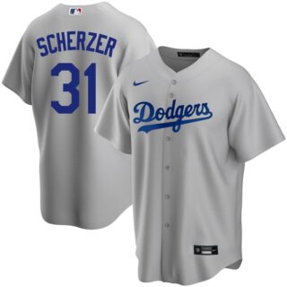 Men's Los Angeles Dodgers #31 Max Scherzer Cool Base Jersey Stitched - Gray