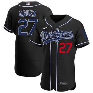 Men's - Flex Base Trevor Bauer Los Angeles Dodgers Black Fashion Jersey Stitched