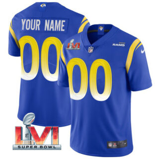 Men's Custom Los Angeles Rams 2022 Super Bowl LVI Vapor Limited Stitched Jersey Royal