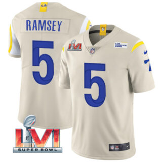 Men's Jalen Ramsey Los Angeles Rams 2022 Super Bowl LVI Vapor Limited Stitched Jersey Bone