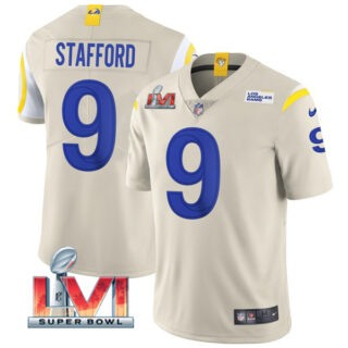 Men's Matthew Stafford Los Angeles Rams 2022 Super Bowl LVI Vapor Limited Stitched Jersey Bone