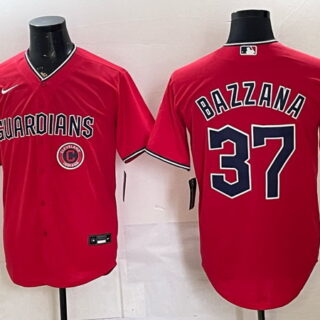Men's Cleveland Guardians #37 Travis Bazzana Cleveland C Lower Front Patch Baseball Jersey - Red