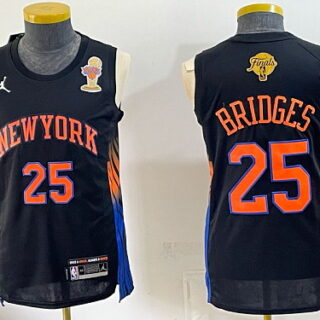 Men's New York Knicks #25 Mikal Bridges Jordan Brand NBA Finals Trophy Patch Basketball Jersey - Black