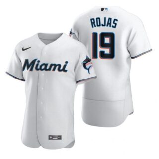 Men's Miguel Rojas Miami Marlins Flex Base Jersey White
