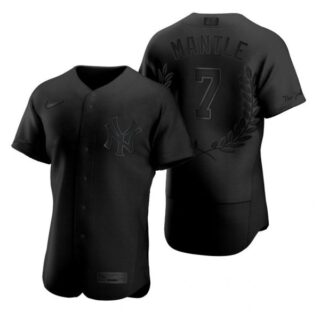 Men's Mickey Mantle New York Yankees Flex Base Jersey Black Award