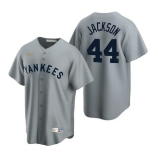Men's Reggie Jackson New York Yankees Cool Base Jersey Gray Cooperstown