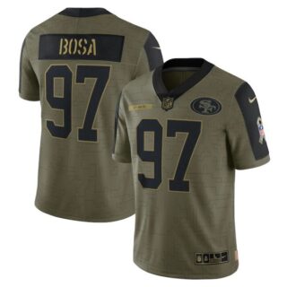 Men's #97 Nick Bosa San Francisco 49ers Olive 2021 Salute To Service Limited Jersey