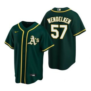 Men's #75 J.B. Wendelken Oakland Athletics Cool Base Jersey Green