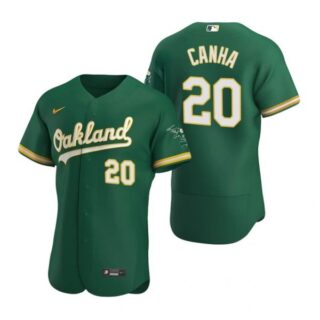 Men's #20 Mark Canha Oakland Athletics Flex Base Jersey Kelly Green