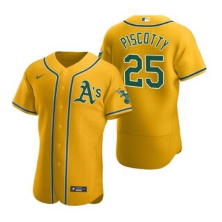 Men's #25 Stephen Piscotty Oakland Athletics Flex Base Jersey Gold