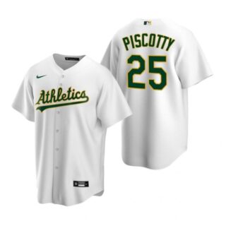 Men's #25 Stephen Piscotty Oakland Athletics Cool Base Jersey White