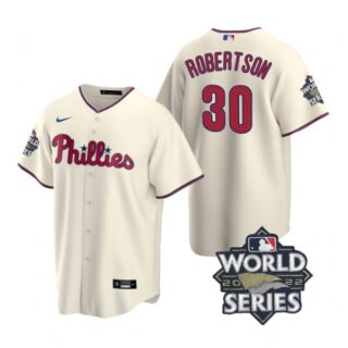 Men's Philadelphia Phillies David Robertson 2022 World Series Cream Stitched Jersey