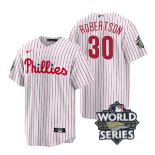 Men's Philadelphia Phillies David Robertson 2022 World Series White Stitched Jersey