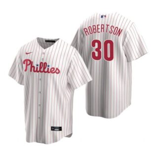 Men's #30 David Robertson Philadelphia Phillies Cool Base Jersey White