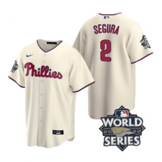 Men's Philadelphia Phillies Jean Segura 2022 World Series Cream Stitched Jersey