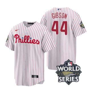 Men's Philadelphia Phillies Kyle Gibson 2022 World Series White Stitched Jersey