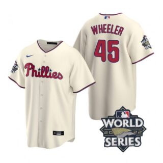 Men's Philadelphia Phillies Zack Wheeler 2022 World Series Cream Stitched Jersey