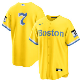 Men's Boston Red Sox #7 Christian Vazquez Jersey Cool Base Yellow