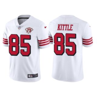 Men's San Francisco 49ers George Kittle 75th Anniversary Throwback Limited Jersey Stitched White