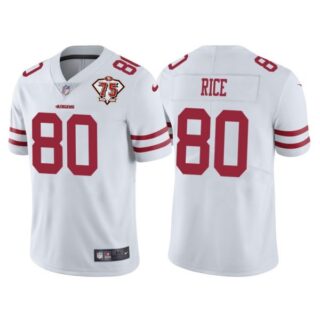 Men's #80 Jerry Rice San Francisco 49ers 75th Anniversary Patch Limited Jersey Stitched White