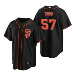 Men's #57 Alex Wood San Francisco Giants Cool Base Jersey Black