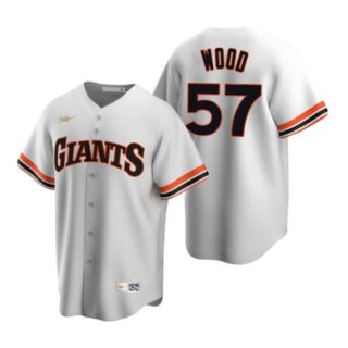 Men's #57 Alex Wood San Francisco Giants Cool Base Jersey White Cooperstown